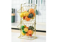 STORAGE KITCHEN FRUIT BASKET DESSERT HOLDER ROUND 2-TIER WITH