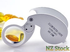 40x Full Metal Illuminated Jewellery Magnifier, Folding Scientific
