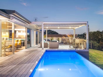 Architectural elegance with panoramic water views