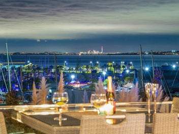 Architectural elegance with panoramic water views