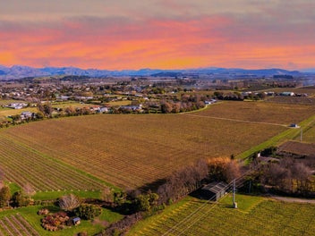 Home and vineyard on town boundary