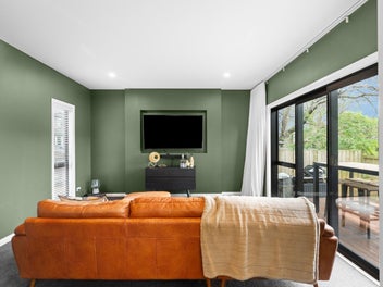 Sleek modern home with expansive park views