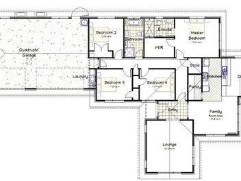 Quadruple size garage & two living areas!