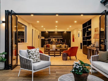 New - solid masonry & cedar