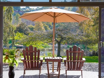 Rendered Block Pavilion, Lakefront Setting