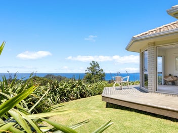 Spacious home with stunning sea views on 8 acres.