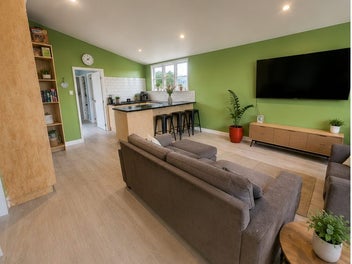 Family living with stunning town views
