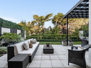 Private garden. Concrete construction.