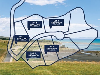 5 x 2500sqm sections - Whakamahi Beach - $300,000