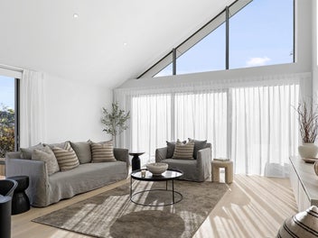 Architectural Living and Hillside Views