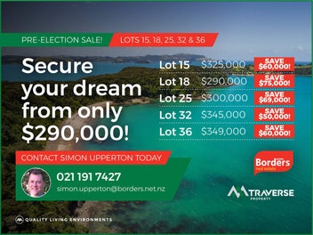 PRE-ELECTION CLEARANCE SALE - 5 LOTS ON SPECIAL