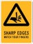 Warning Sharp Edges Watch Your Fingers Sign - PVC 225 x 300mm (EACH) Carousel 1