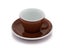 Flat White Cup + Saucer Side Plate Combo Set BROWN Carousel 1
