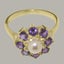 9ct Yellow Gold Cultured Pearl & Amethyst ring Womens Cluster Ring Size Y 1/2 Carousel 4