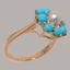 9ct Rose Gold Cultured Pearl & Turquoise ring Womens Cluster Ring - Size Y 1/2 Carousel 2