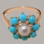 9ct Rose Gold Cultured Pearl & Turquoise ring Womens Cluster Ring - Size Y 1/2 Carousel 4