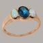 Rose Gold Natural London Blue Topaz, Opal Trilogy Ring - Full 9ct UK Hallmark Carousel 1