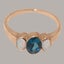 Rose Gold Natural London Blue Topaz, Opal Trilogy Ring - Full 9ct UK Hallmark Carousel 4