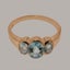 Rose Gold Natural Aquamarine Womens Trilogy Ring - Full 9ct UK Hallmark Carousel 4