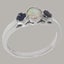 White Gold Natural Opal & Sapphire Womens Trilogy Ring - Full 9ct UK Hallmark Carousel 2