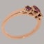 Rose Gold Natural Pink Tourmaline Womens Trilogy Ring - Full 9ct UK Hallmark Carousel 3