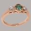 Rose Gold Natural Emerald & Pearl Womens Trilogy Ring - Full 9ct UK Hallmark Carousel 2