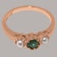 Rose Gold Natural Emerald & Pearl Womens Trilogy Ring - Full 9ct UK Hallmark Carousel 5