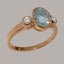 Rose Gold Natural Aquamarine & CZ Womens Trilogy Ring - Full 9ct UK Hallmark Carousel 1