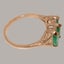Rose Gold Natural Emerald Womens Trilogy Ring - Full 9ct UK Hallmark Carousel 3