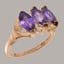 Rose Gold Natural Amethyst Womens Trilogy Ring - Full 9ct UK Hallmark Carousel 1