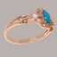 Rose Gold Turquoise & Diamond Womens Trilogy Ring - Full 14ct Gold UK Hallmark Carousel 3
