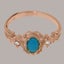 Rose Gold Turquoise & Diamond Womens Trilogy Ring - Full 14ct Gold UK Hallmark Carousel 5