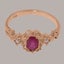 Rose Gold Natural Ruby & Pearl Womens Trilogy Ring - Full 14ct Gold UK Hallmark Carousel 5