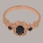 Rose Gold Natural Sapphire Womens Trilogy Ring - Full 14ct Gold UK Hallmark Carousel 4