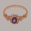 Rose Gold Amethyst & Opal Womens Trilogy Ring - Full 14ct Gold UK Hallmark Carousel 4