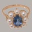 Rose Gold Real Sapphire & Pearl Womens Cluster Ring - Full 14ct Gold UK Hallmark Carousel 4