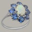 Solid Silver Natural Opal & Sapphire Womens Cluster Ring - Full 925 UK Hallmark Carousel 2
