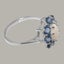 Solid Silver Natural Opal & Sapphire Womens Cluster Ring - Full 925 UK Hallmark Carousel 4
