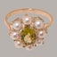 Rose Gold Real Peridot & Pearl Womens Cluster Ring - Full 14ct Gold UK Hallmark Carousel 4