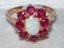Rose Gold Natural Opal & Ruby Womens Cluster Ring - Full 14ct Gold UK Hallmark Carousel 3