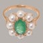 Rose Gold Real Emerald & Pearl Womens Cluster Ring - Full 14ct Gold UK Hallmark Carousel 4