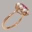 Rose Gold Natural Ruby & Pearl Womens Cluster Ring - Full 9ct UK Hallmark Carousel 2
