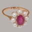 Rose Gold Natural Ruby & Pearl Womens Cluster Ring - Full 9ct UK Hallmark Carousel 4