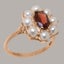 Rose Gold Real Garnet & Pearl Womens Cluster Ring - Full 10ct Gold UK Hallmark Carousel 1