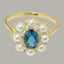 Gold London Blue Topaz & Pearl Womens Cluster Ring - Full 14ct Gold UK Hallmark Carousel 4