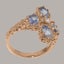 Rose Gold Natural Diamond & Tanzanite Womens Cluster Ring - Full 9ct UK Hallmark Carousel 2