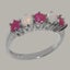 Sterling Silver Natural Ruby & Opal Womens Eternity Ring - Full 925 UK Hallmark Carousel 1