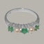Sterling Silver Real Emerald & Pearl Womens Eternity Ring - Full 925 UK Hallmark Carousel 4