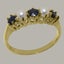 Gold Natural Sapphire & Pearl Womens Eternity Ring - Full 9ct UK Hallmark Carousel 1