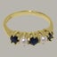 Gold Natural Sapphire & Pearl Womens Eternity Ring - Full 9ct UK Hallmark Carousel 4